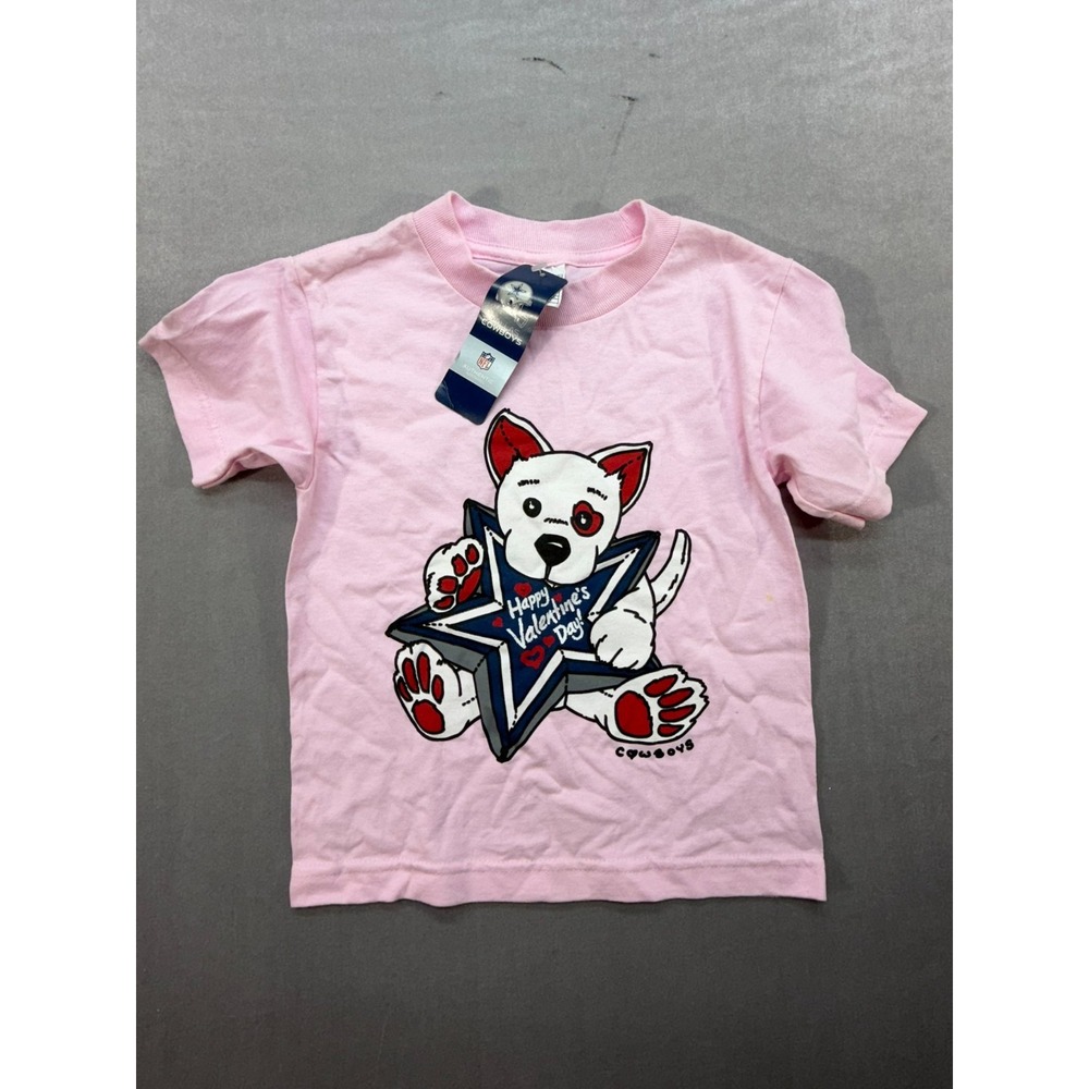 NWT NFL Dallas Cowboys Girls Valentines Day Shirt Pink Size Youth Small (4)